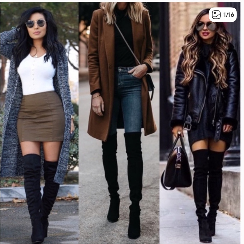 Unisa Suede Black Over-the-Knee Boots